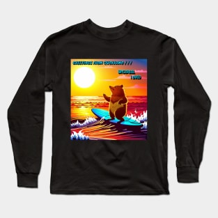 QUOKKA CUTE FUNNY SURFING IT UP DURING SUNSET Long Sleeve T-Shirt